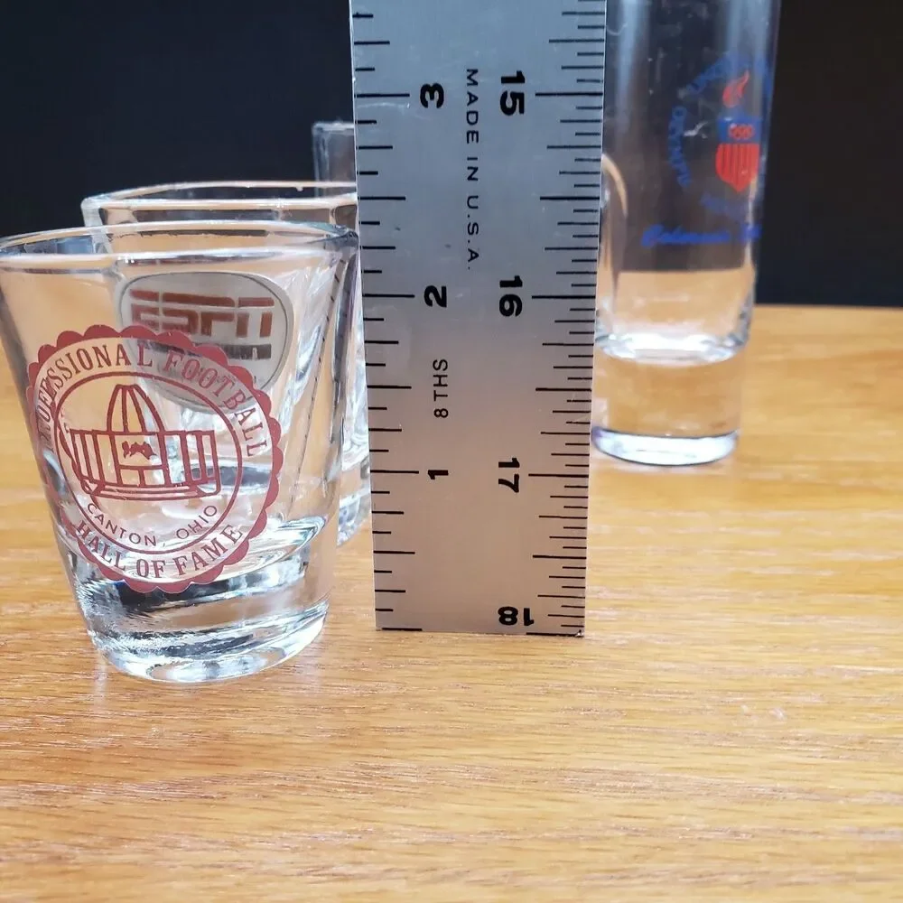 Lot 4 Sports Collectible Shot Glasses ESPN Disney Olympic Training Pro Football